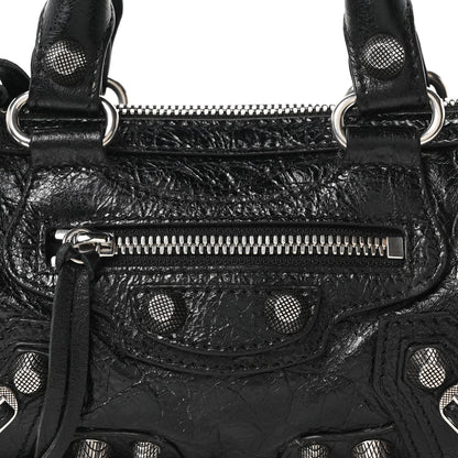 Agneau Arena Crystal Neo Nano Cagole Handbag Black