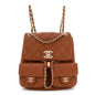 Calfskin Quilted Medium Duma Pockets Drawstring Backpack Light Brown