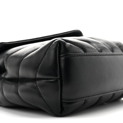 Calfskin Y Quilted Monogram Toy Loulou Crossbody Bag Black