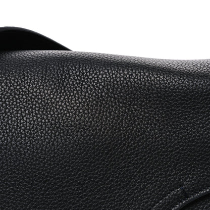Grained Calfskin Saddle Messenger Bag Black