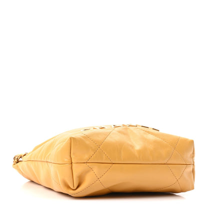 Shiny Calfskin Quilted Mini Chanel 22 Yellow