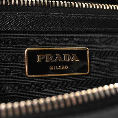 Saffiano Lux Small Galleria Double Zip Tote Black