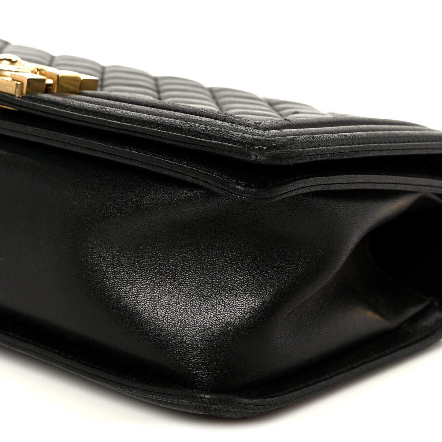 Lambskin Quilted Medium Boy Flap Black