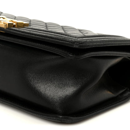 Lambskin Quilted Medium Boy Flap Black