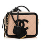 Caviar Quilted Small CC Filigree Vanity Case Beige Black