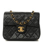 Lambskin Quilted Mini Square Flap Bag Black