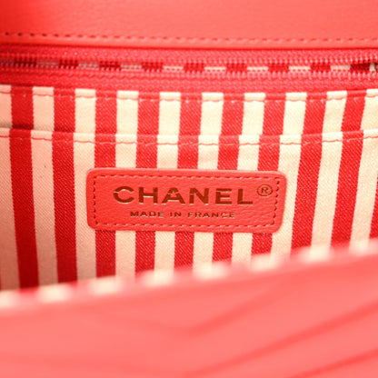 Calfskin Quilted Chevron Small Single Flap Red