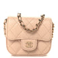 Caviar Quilted Mini Clutch With Chain Light Beige