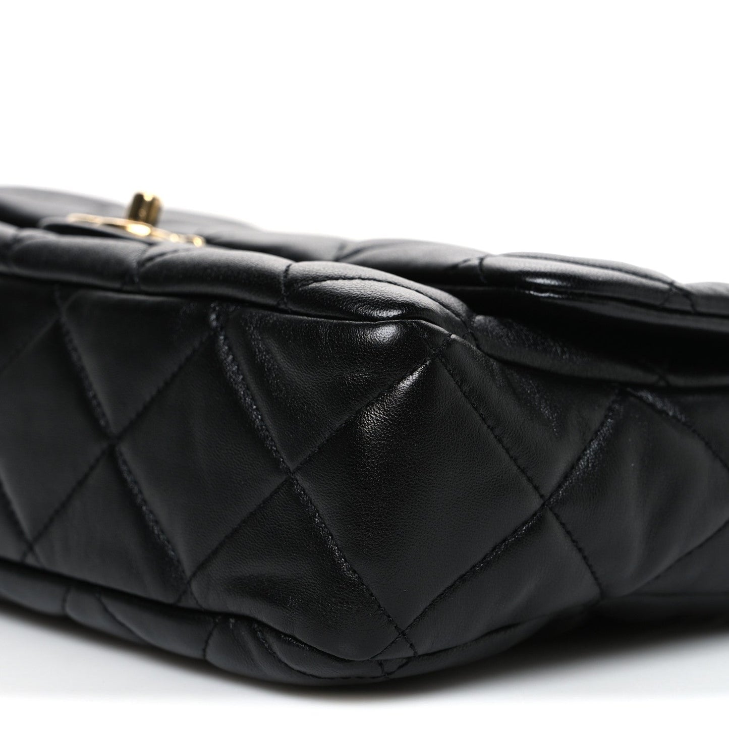 Lambskin Quilted Large CC Funky Town Flap Black