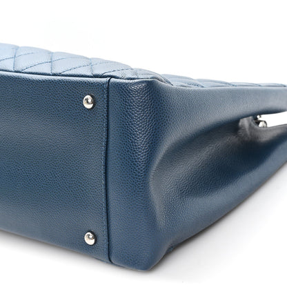Caviar Quilted XL Grand Shopping Tote GST Dark Blue