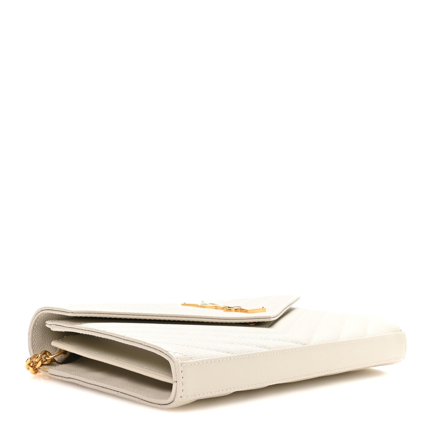 Grain De Poudre Matelasse Chevron Monogram Chain Wallet Crema Soft