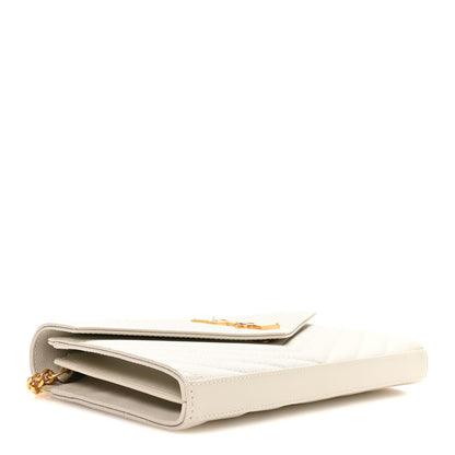 Grain De Poudre Matelasse Chevron Monogram Chain Wallet Crema Soft