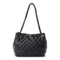 Glazed Calfskin Quilted Tote Navy