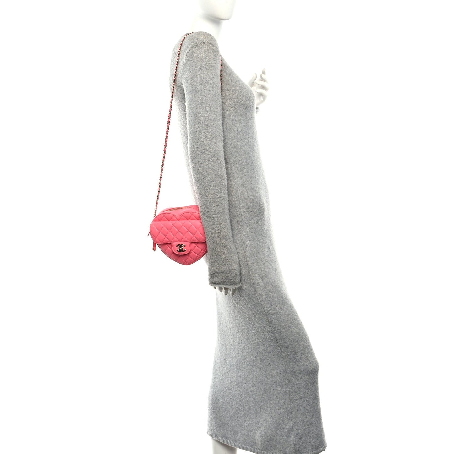 Lambskin Quilted CC In Love Heart Bag Pink