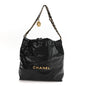 Shiny Calfskin Quilted Small Chanel 22 Black
