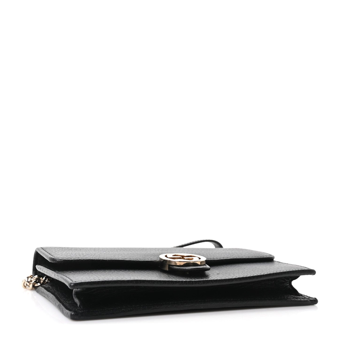 Dollar Calfskin Interlocking G Chain Wallet Black
