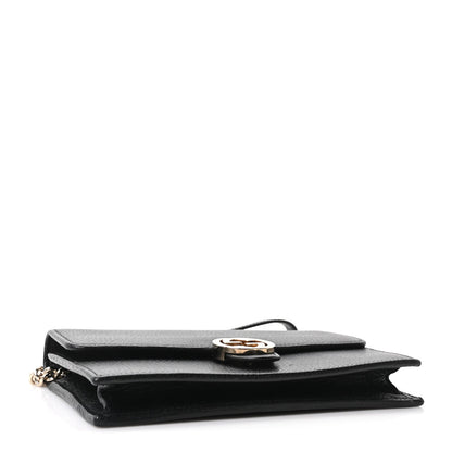 Dollar Calfskin Interlocking G Chain Wallet Black