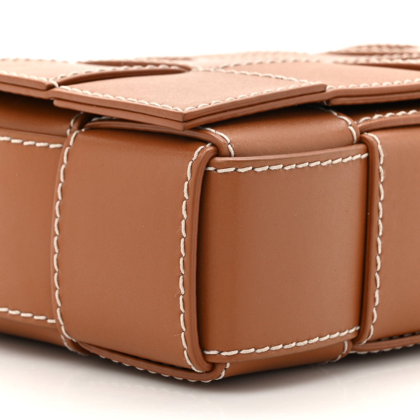 Lambskin Maxi Intrecciato Edge Stitch Cassette Crossbody Bag Wood