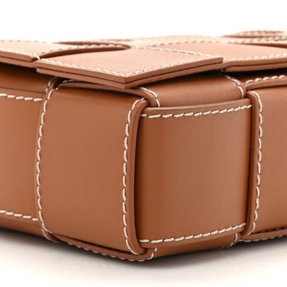 Lambskin Maxi Intrecciato Edge Stitch Cassette Crossbody Bag Wood