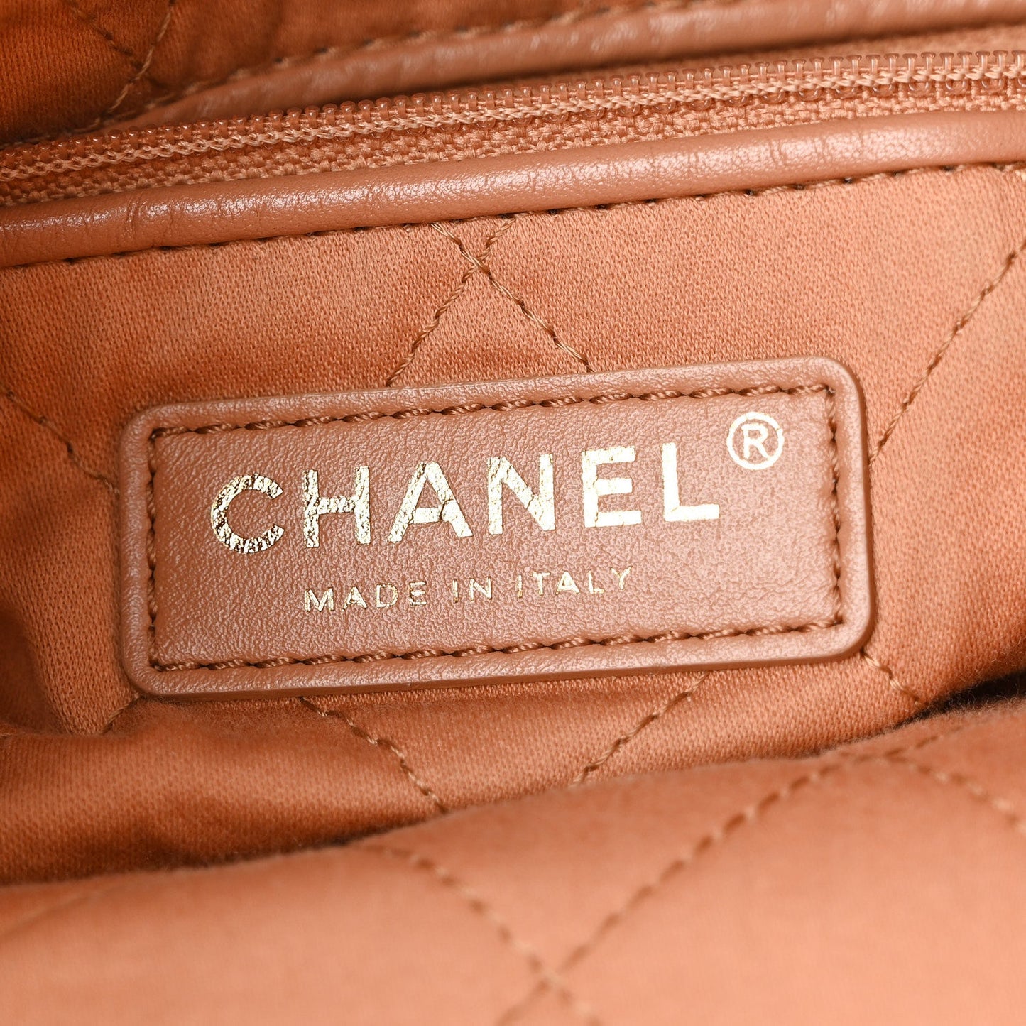 Shiny Calfskin Quilted Chanel 22 Beige