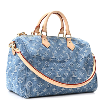 Monogram Denim Speedy Soft 30 Blue