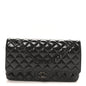 Shiny Crumpled Calfskin Quilted Medium Double Flap So Black
