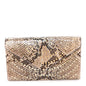 Snakeskin Laser Cut Envelope Clutch Beige Gold