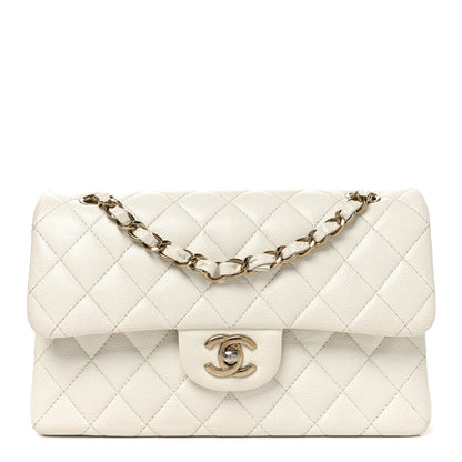 Caviar Quilted Small Double Flap White