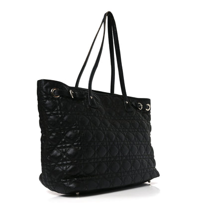 Coated Canvas Cannage Small Panarea Tote Black