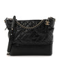 Aged Calfskin Quilted Large Gabrielle Hobo Black