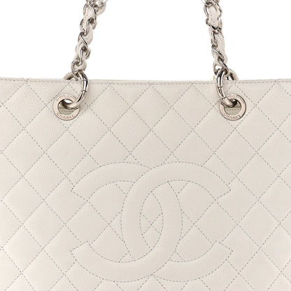 Caviar Quilted Grand Shopping Tote GST White