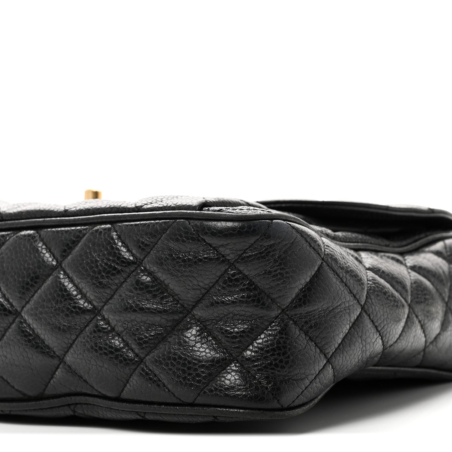 Caviar Quilted Flap Shoulder Bag Black