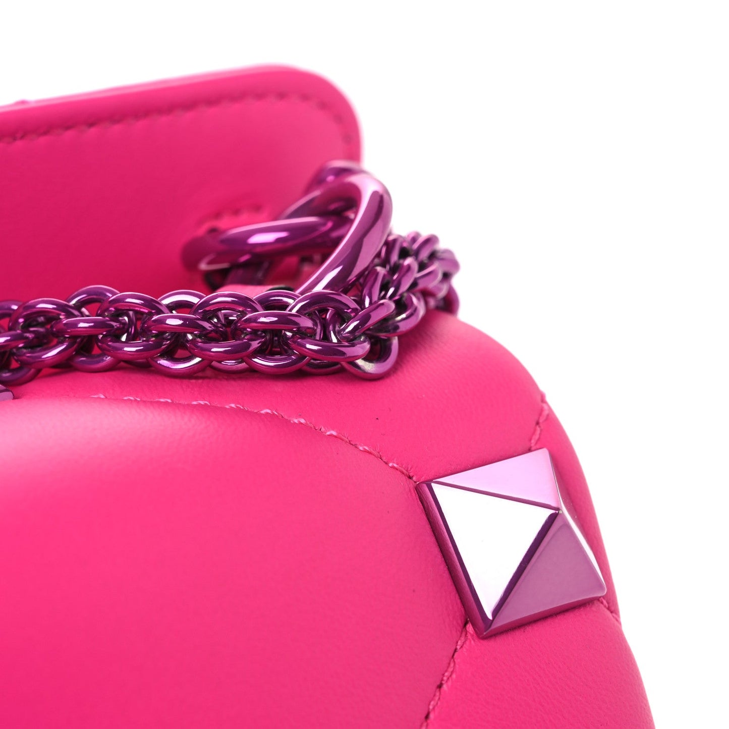 Nappa Lacquer Monochrome Medium Roman Stud Shoulder Bag Pink PP