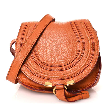 Grained Calfskin Small Marcie Saddle Bag Wood Rose