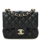 Lambskin Quilted Mini Square Flap Black