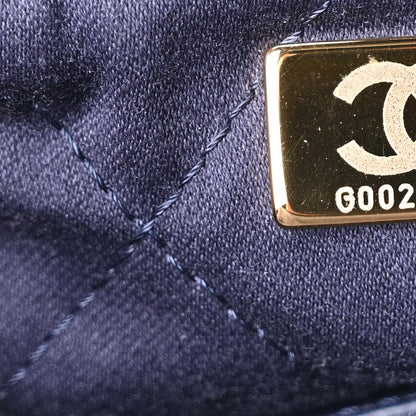 Shiny Calfskin Quilted Chanel 22 Navy Blue