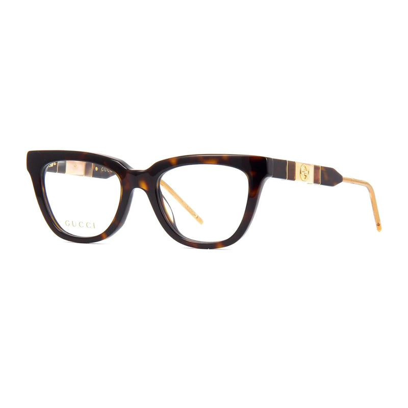 Gucci Eyeglasses Cat Eye Full Rim, Havana Frame and Clear Demo Lenses Lens GG0601O005