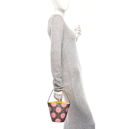 GG Supreme Monogram Childrens Printed Smile Bucket Bag Beige Dark Brown Yellow Pink