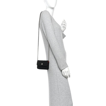 Jersey Quilted Mini VIP Clutch With Chain Black