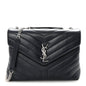 Calfskin Y Quilted Monogram Medium Loulou Chain Satchel Deep Marine