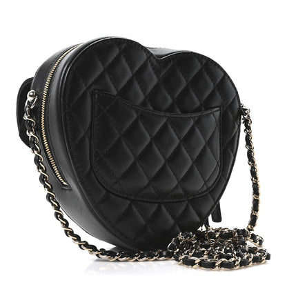 Lambskin Quilted CC In Love Heart Bag Black