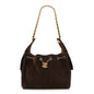 Suede Quilted Small Chanel 25 Handbag Dark Brown