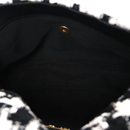 Tweed Quilted Large Chanel 19 Flap Black Ecru White
