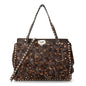 Calf Hair Feather Medium Rockstud Tote Brown
