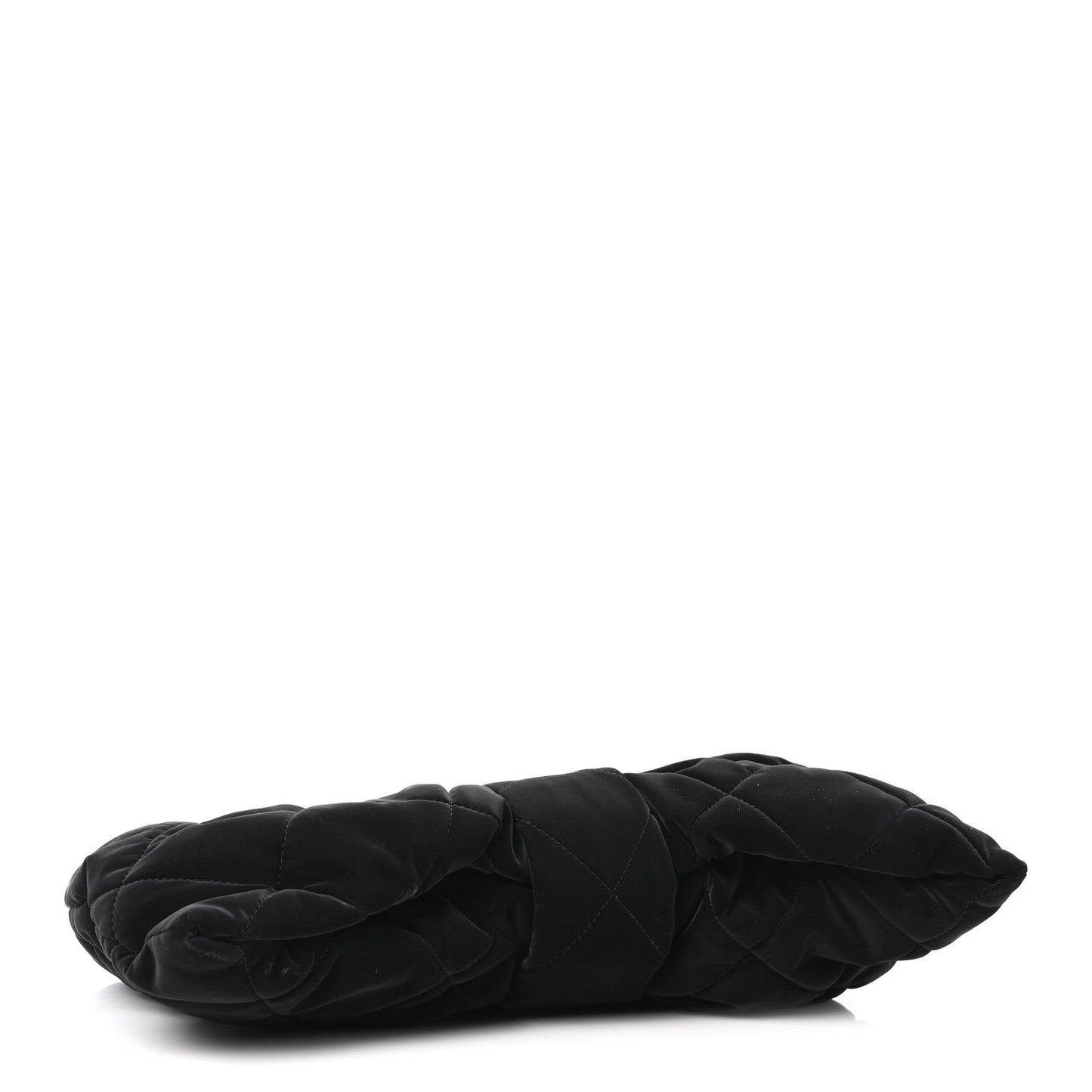Velvet Effect Nylon Quilted Bow Bag Black