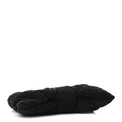 Velvet Effect Nylon Quilted Bow Bag Black
