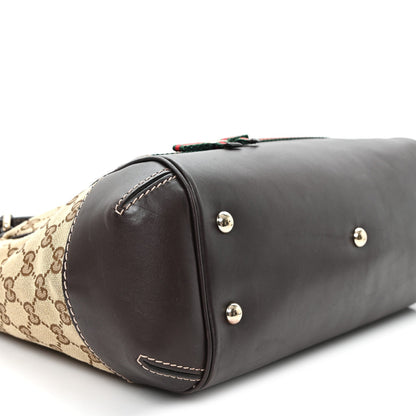 Monogram Web Mayfair Top Handle Satchel Dark Brown