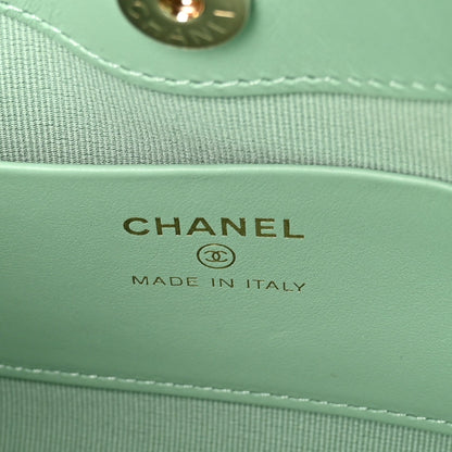 Shiny Crumpled Calfskin Quilted Nano 31 Shopping Bag Light Green
