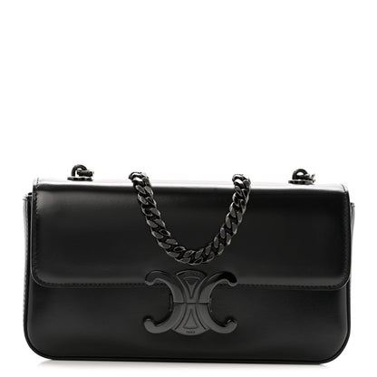 Shiny Calfskin Triomphe Chain Bag Black