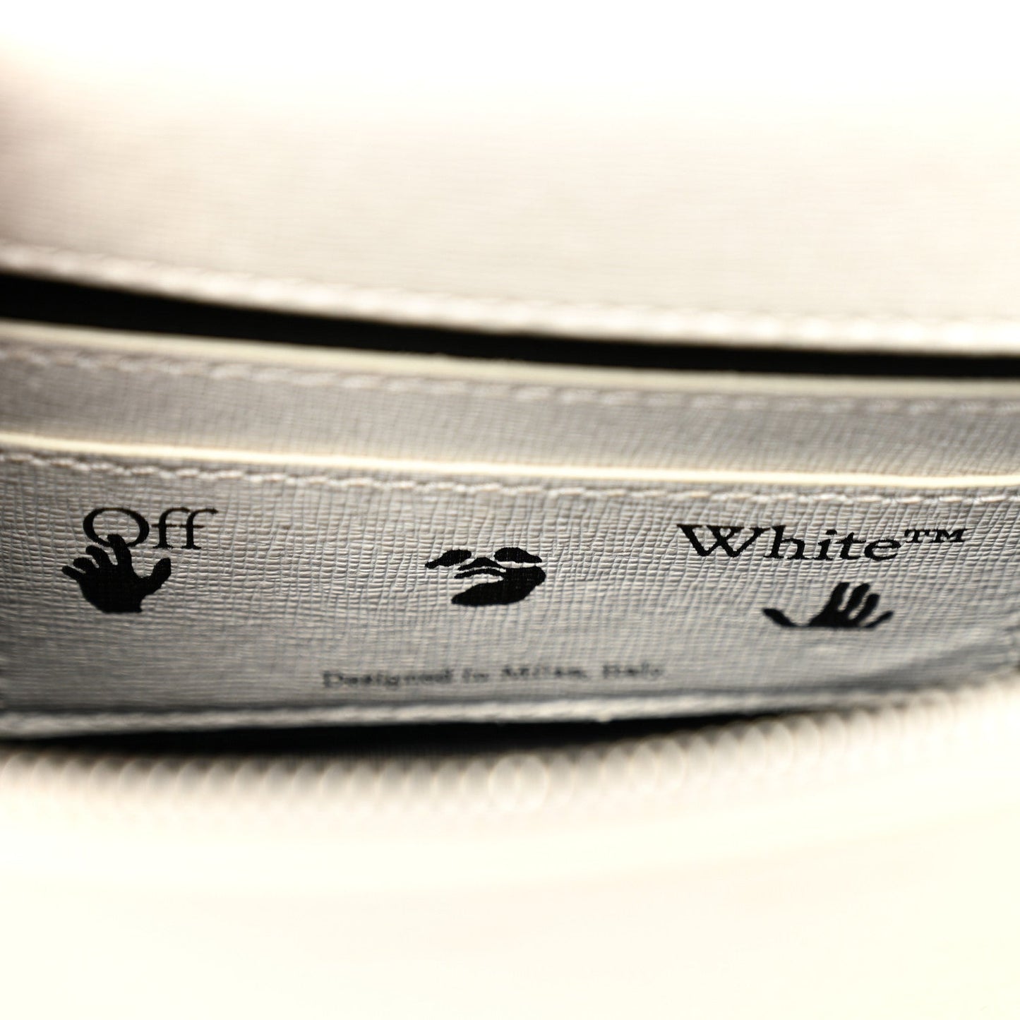 Saffiano Striped Mini Diag Binder Clip Bag White
